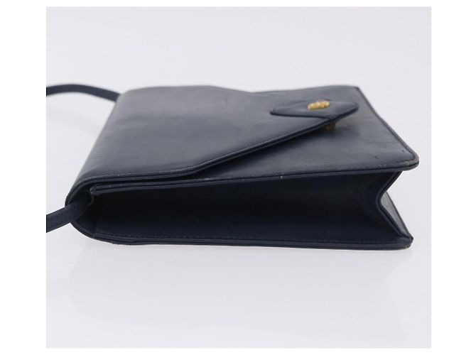 Borsa a tracolla Christian Dior in pelle blu navy e oro Auth 202161 - vista 5