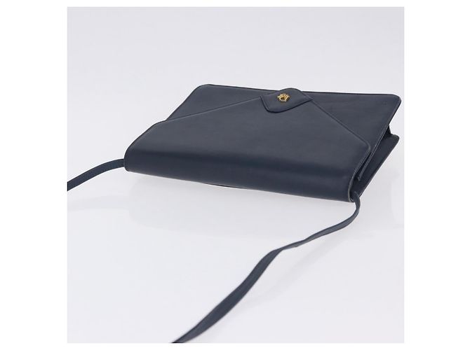 Borsa a tracolla Christian Dior in pelle blu navy e oro Auth 202161 - vista 6