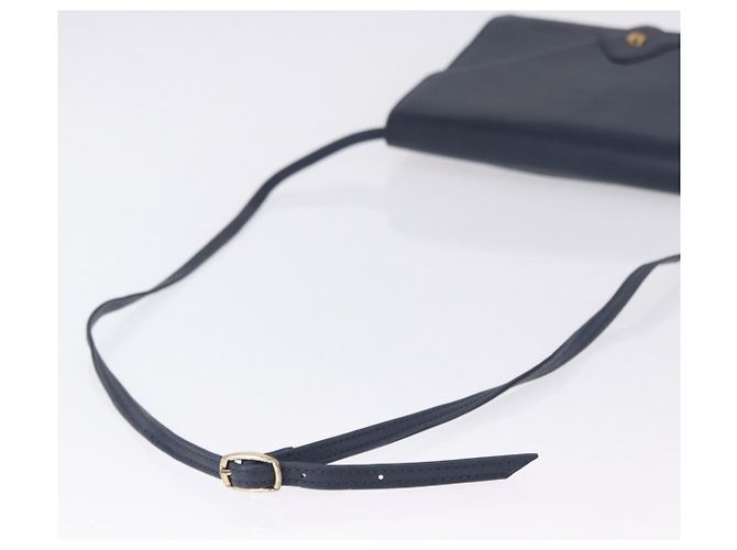 Borsa a tracolla Christian Dior in pelle blu navy e oro Auth 202161 - vista 7