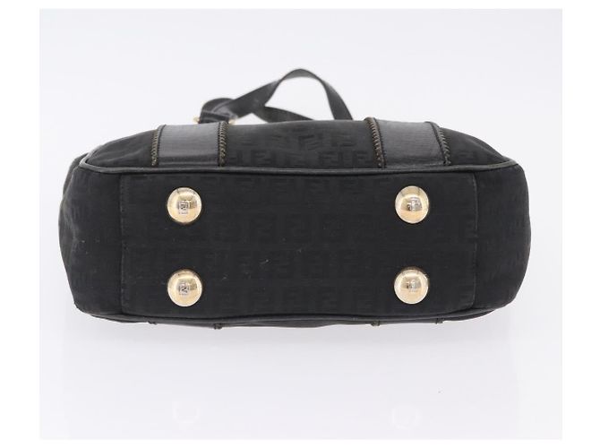 Borsa Tote FENDI Zucchino Canvas Nero Oro Auth ka5945 D'oro - vista 10