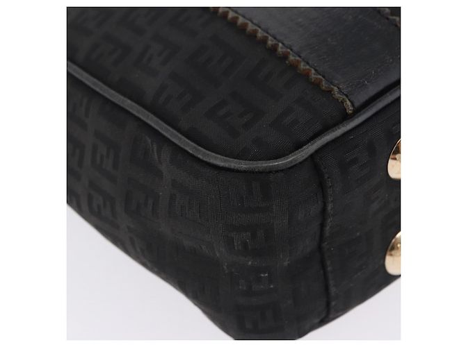 Borsa Tote FENDI Zucchino Canvas Nero Oro Auth ka5945 D'oro - vista 11
