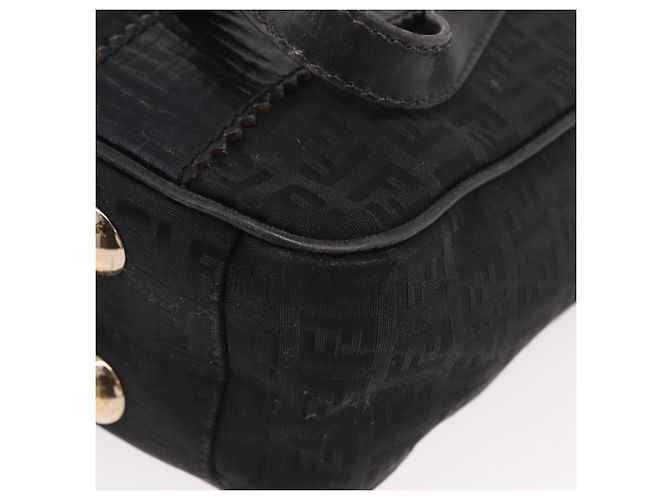 Borsa Tote FENDI Zucchino Canvas Nero Oro Auth ka5945 D'oro - vista 14
