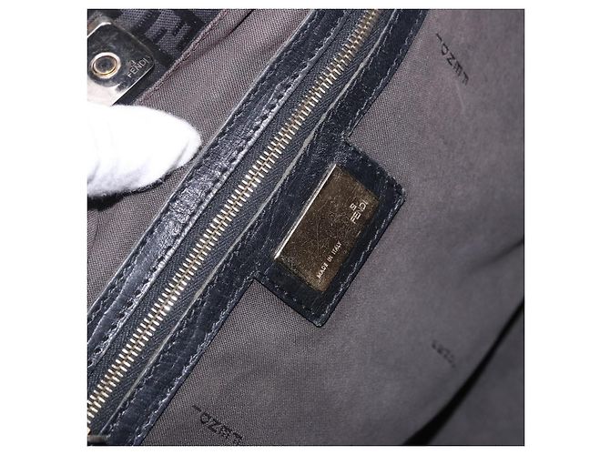 Borsa Tote FENDI Zucchino Canvas Nero Oro Auth ka5945 D'oro - vista 16