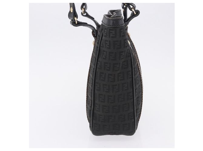Borsa Tote FENDI Zucchino Canvas Nero Oro Auth ka5945 D'oro - vista 5