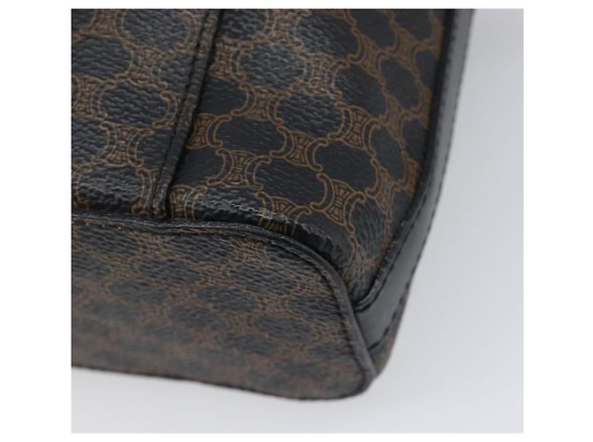 Céline Borsa a mano CELINE Circle Macadam Canvas PVC 2way Nero Oro Auth 201894 D'oro - vista 14