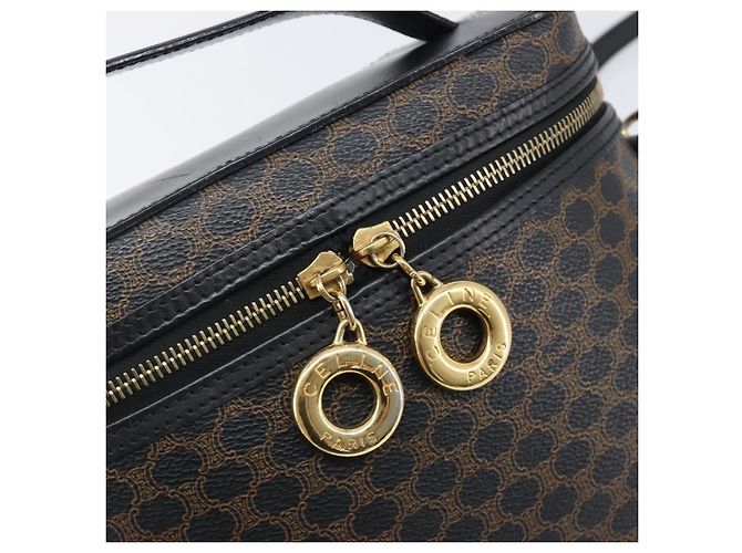 Céline Borsa a mano CELINE Circle Macadam Canvas PVC 2way Nero Oro Auth 201894 D'oro - vista 16