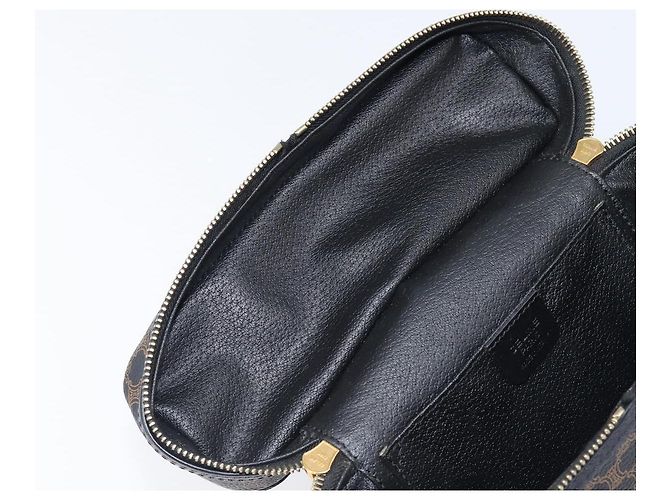 Céline Borsa a mano CELINE Circle Macadam Canvas PVC 2way Nero Oro Auth 201894 D'oro - vista 17