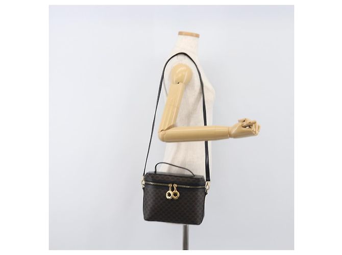 Céline Borsa a mano CELINE Circle Macadam Canvas PVC 2way Nero Oro Auth 201894 D'oro - vista 24