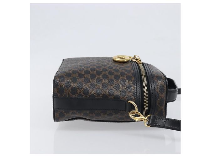 Céline Borsa a mano CELINE Circle Macadam Canvas PVC 2way Nero Oro Auth 201894 D'oro - vista 4