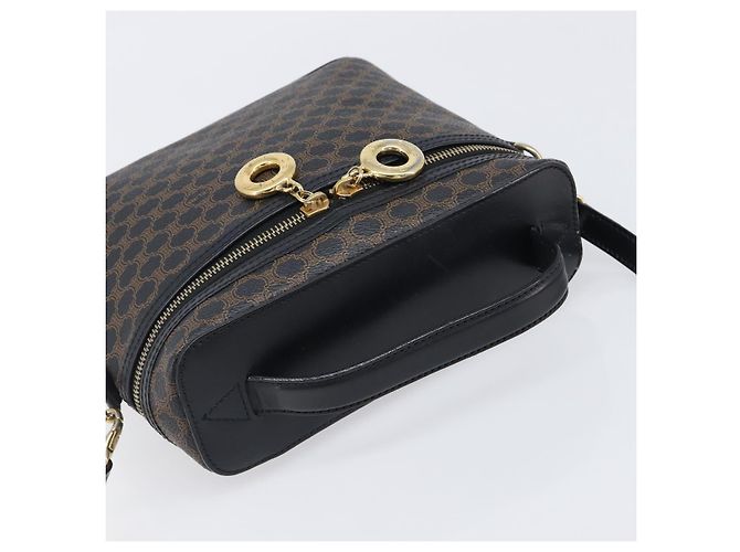 Céline Borsa a mano CELINE Circle Macadam Canvas PVC 2way Nero Oro Auth 201894 D'oro - vista 6