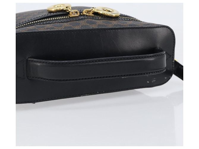 Céline Borsa a mano CELINE Circle Macadam Canvas PVC 2way Nero Oro Auth 201894 D'oro - vista 7