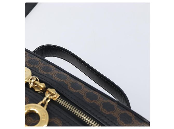 Céline Borsa a mano CELINE Circle Macadam Canvas PVC 2way Nero Oro Auth 201894 D'oro - vista 8
