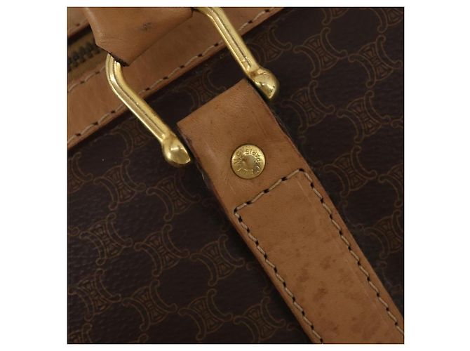 Céline CELINE Macadam Canvas Boston Bag PVC Leather Brown Gold Auth 199626 Braun Golden - Ansicht 14