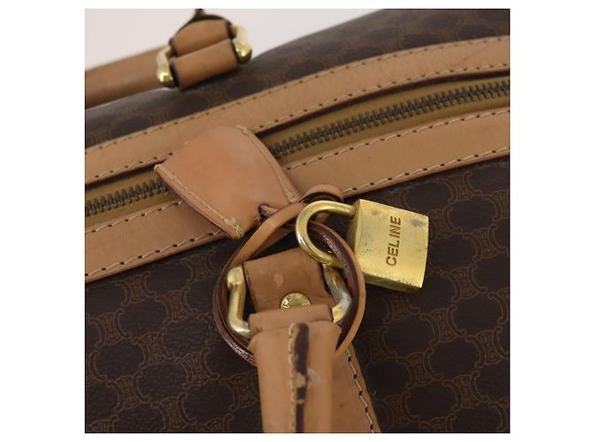 Céline CELINE Macadam Canvas Boston Bag PVC Leather Brown Gold Auth 199626 Braun Golden - Ansicht 16