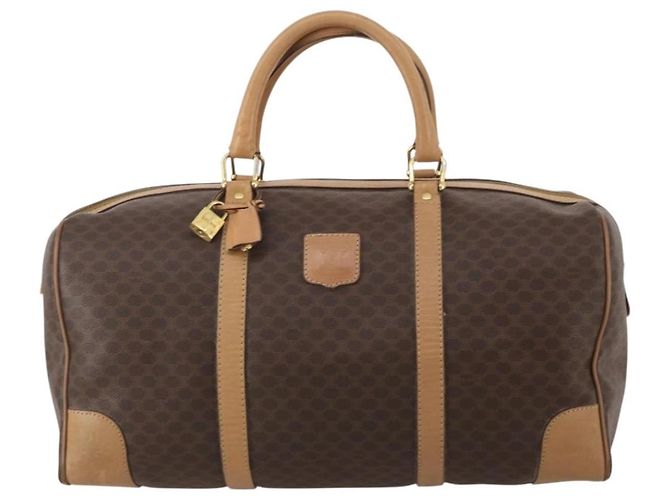 Céline CELINE Macadam Canvas Boston Bag PVC Leather Brown Gold Auth 199626 Braun Golden - Ansicht 2