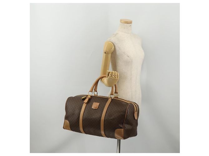 Céline CELINE Macadam Canvas Boston Bag PVC Leather Brown Gold Auth 199626 Braun Golden - Ansicht 24