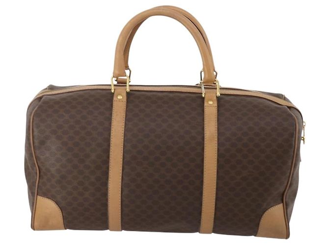 Céline CELINE Macadam Canvas Boston Bag PVC Leather Brown Gold Auth 199626 Braun Golden - Ansicht 3