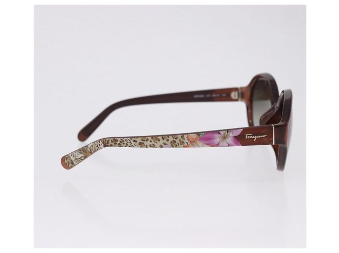 Gafas de sol Salvatore Ferragamo Plástico Brown Gold Tone Auth BA15441V Castaño - vista 7