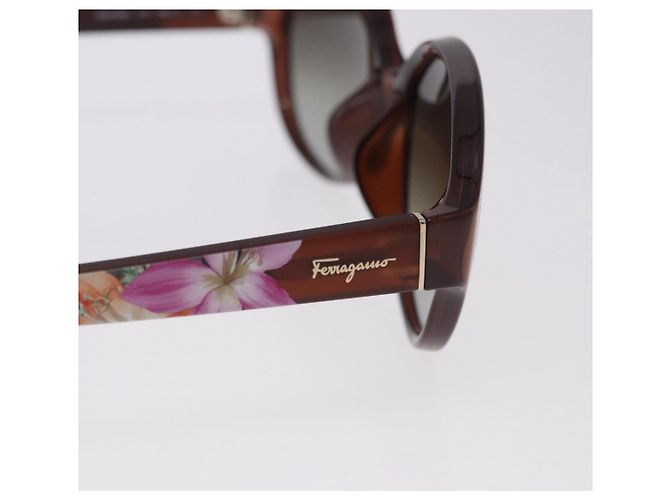 Gafas de sol Salvatore Ferragamo Plástico Brown Gold Tone Auth BA15441V Castaño - vista 8