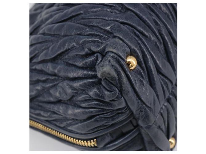 Borsa Miu Miu Matelassé in pelle blu navy e oro Auth 201903V D'oro - vista 13