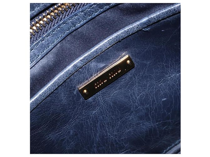 Borsa Miu Miu Matelassé in pelle blu navy e oro Auth 201903V D'oro - vista 16