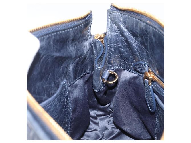 Borsa Miu Miu Matelassé in pelle blu navy e oro Auth 201903V D'oro - vista 19