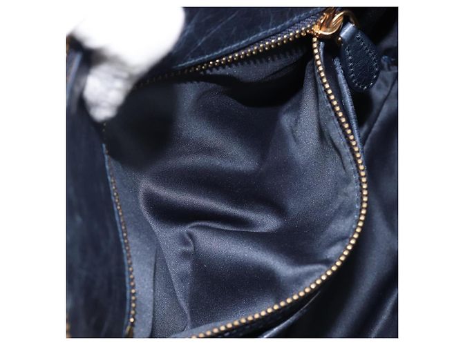 Borsa Miu Miu Matelassé in pelle blu navy e oro Auth 201903V D'oro - vista 21