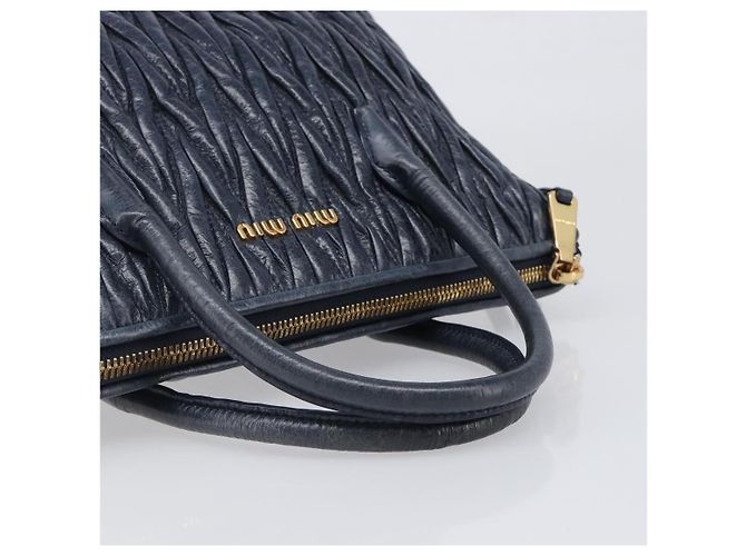 Borsa Miu Miu Matelassé in pelle blu navy e oro Auth 201903V D'oro - vista 7