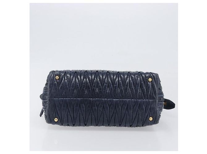 Borsa Miu Miu Matelassé in pelle blu navy e oro Auth 201903V D'oro - vista 9