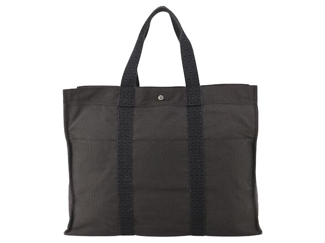 Hermès Borsa HERMES Her Line TGM Canvas Grigio Argento Auth 197652A Marrone - vista 2