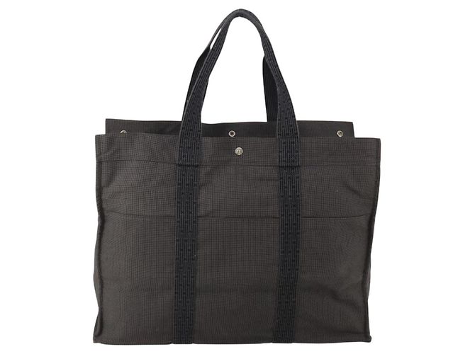 Hermès Borsa HERMES Her Line TGM Canvas Grigio Argento Auth 197652A Marrone - vista 3