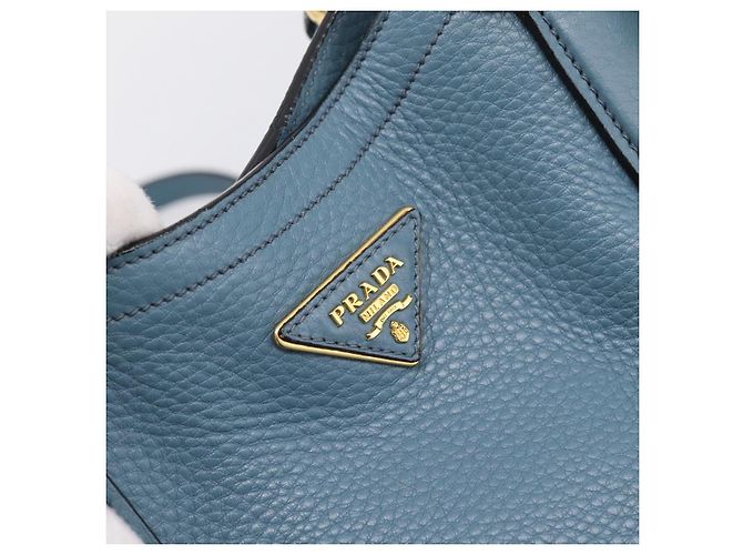 Borsa a mano PRADA in pelle 2way azzurro tono oro Auth 202074V Blu chiaro - vista 16