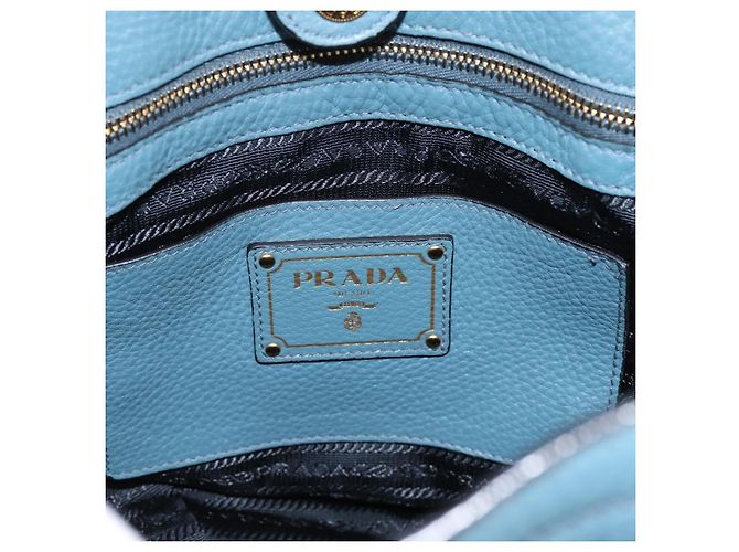 Borsa a mano PRADA in pelle 2way azzurro tono oro Auth 202074V Blu chiaro - vista 18