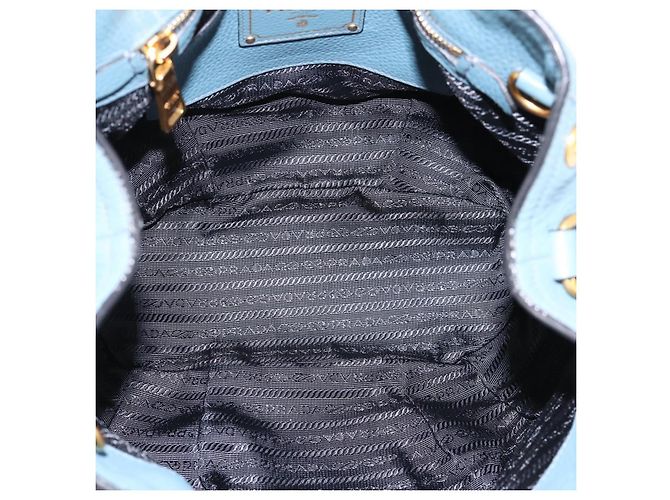 Borsa a mano PRADA in pelle 2way azzurro tono oro Auth 202074V Blu chiaro - vista 19