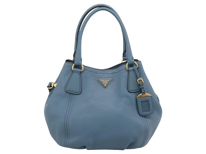 Borsa a mano PRADA in pelle 2way azzurro tono oro Auth 202074V Blu chiaro - vista 2