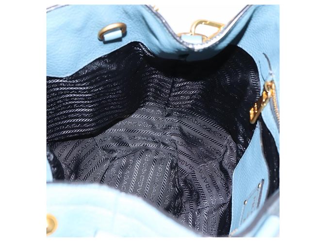 Borsa a mano PRADA in pelle 2way azzurro tono oro Auth 202074V Blu chiaro - vista 21