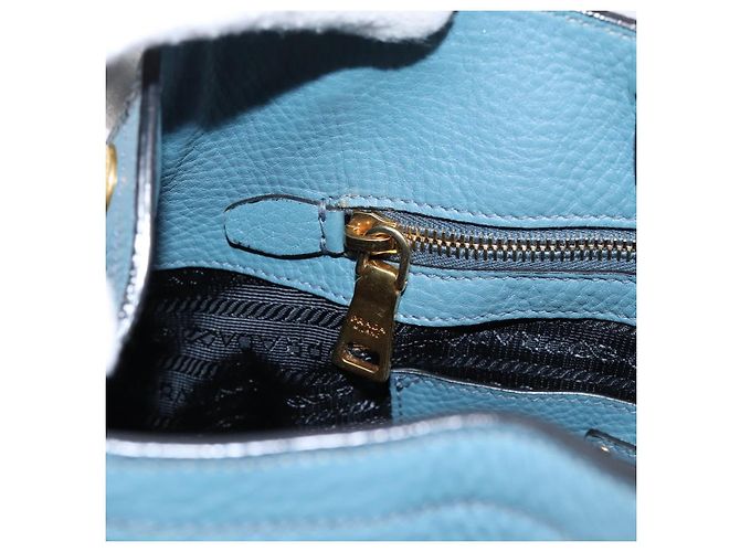 Borsa a mano PRADA in pelle 2way azzurro tono oro Auth 202074V Blu chiaro - vista 22