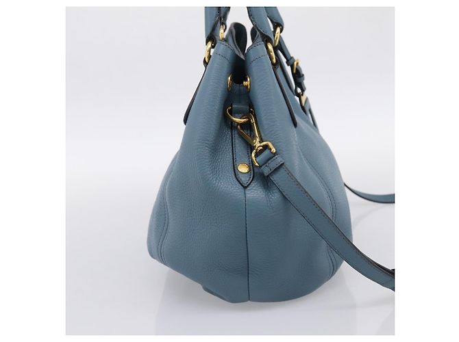 Borsa a mano PRADA in pelle 2way azzurro tono oro Auth 202074V Blu chiaro - vista 4