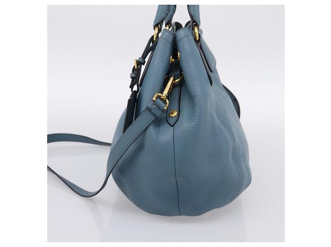 Borsa a mano PRADA in pelle 2way azzurro tono oro Auth 202074V Blu chiaro - vista 5