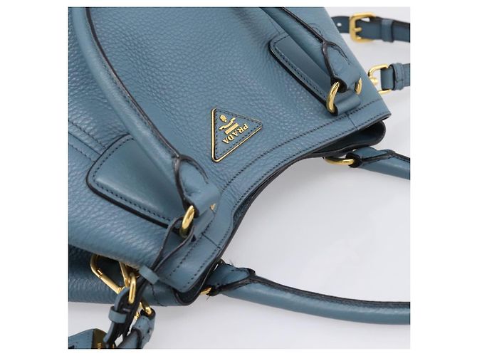 Borsa a mano PRADA in pelle 2way azzurro tono oro Auth 202074V Blu chiaro - vista 6