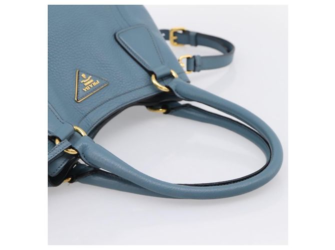 Borsa a mano PRADA in pelle 2way azzurro tono oro Auth 202074V Blu chiaro - vista 7
