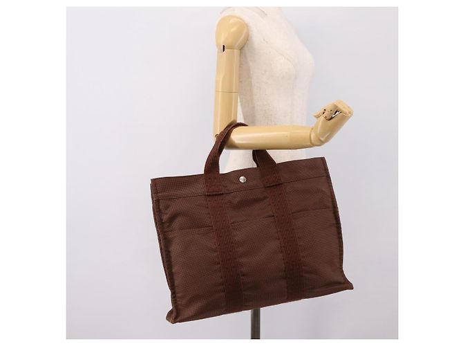 Hermès Borsa HERMES Her Line MM Canvas Marrone Argento Auth 202116 - vista 20