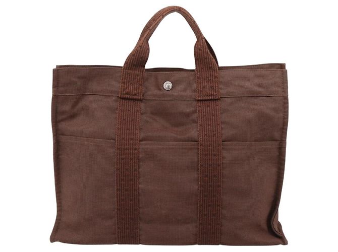 Hermès Borsa HERMES Her Line MM Canvas Marrone Argento Auth 202116 - vista 3