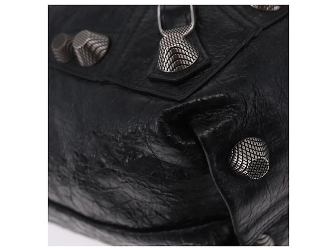 Borsa a mano BALENCIAGA Lucagol Shopper in pelle nera e argento 780976 Auth yk20857SAM Nero - vista 11