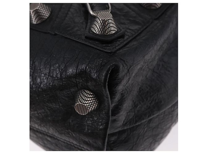 Borsa a mano BALENCIAGA Lucagol Shopper in pelle nera e argento 780976 Auth yk20857SAM Nero - vista 12
