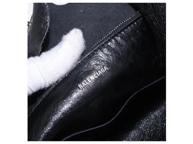 Borsa a mano BALENCIAGA Lucagol Shopper in pelle nera e argento 780976 Auth yk20857SAM Nero - vista 15