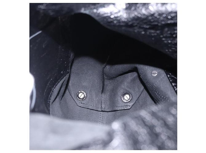 Borsa a mano BALENCIAGA Lucagol Shopper in pelle nera e argento 780976 Auth yk20857SAM Nero - vista 17