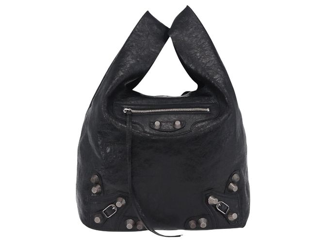 Borsa a mano BALENCIAGA Lucagol Shopper in pelle nera e argento 780976 Auth yk20857SAM Nero - vista 2