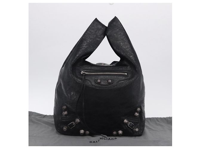 Borsa a mano BALENCIAGA Lucagol Shopper in pelle nera e argento 780976 Auth yk20857SAM Nero - vista 24