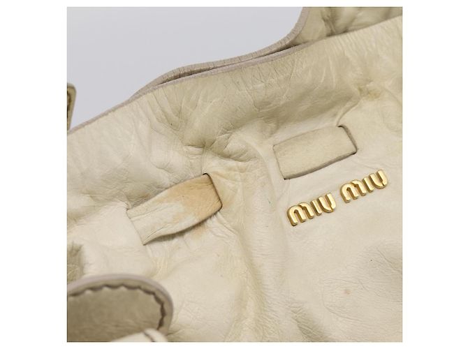 Borsa a tracolla Miu Miu in pelle beige e oro Auth 199416A D'oro - vista 14
